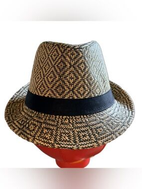 Woven Straw Fedora Hat with Black Band